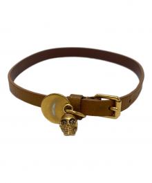 ALEXANDER McQUEEN（アレキサンダーマックイーン）の古着「スカルチャームレザーブレスレット」｜ブラウン