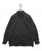 meanswhileミーンズワイル）の古着「Cotton Check Overlap SH」｜ブラック