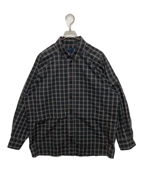 meanswhile（ミーンズワイル）meanswhile (ミーンズワイル) Cotton Check Overlap SH ブラック サイズ:SIZE 2の古着・服飾アイテム