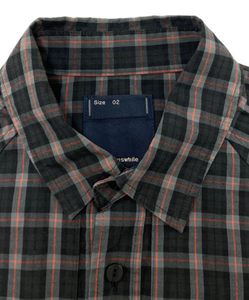 meanswhile（ミーンズワイル）meanswhile (ミーンズワイル) Cotton Check Overlap SH ブラック サイズ:SIZE 2の古着・服飾アイテム