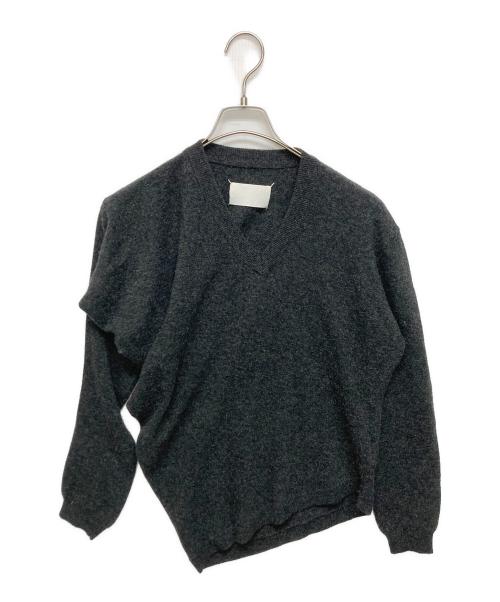 MARTIN MARGIELA（マルタン・マルジェラ）Martin Margiela (マルタン・マルジェラ) アシンメトリーVネックニックニット グレー サイズ:SIZE Sの古着・服飾アイテム