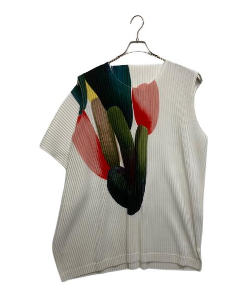 HOMME PLISSE ISSEY MIYAKE（オム プリッセ イッセイ ミヤケ）HOMME PLISSE ISSEY MIYAKE (オム プリッセ イッセイ ミヤケ) 変形プリーツカットソー ホワイト サイズ:SIZE ４の古着・服飾アイテム