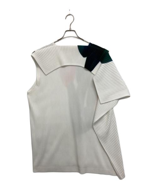 HOMME PLISSE ISSEY MIYAKE（オム プリッセ イッセイ ミヤケ）HOMME PLISSE ISSEY MIYAKE (オム プリッセ イッセイ ミヤケ) 変形プリーツカットソー ホワイト サイズ:SIZE ４の古着・服飾アイテム