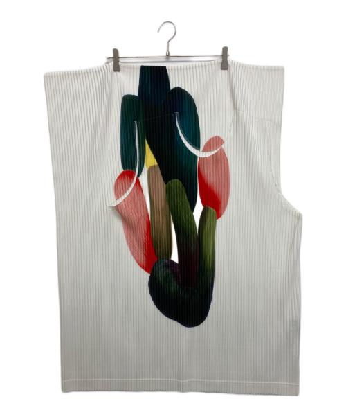 HOMME PLISSE ISSEY MIYAKE（オム プリッセ イッセイ ミヤケ）HOMME PLISSE ISSEY MIYAKE (オム プリッセ イッセイ ミヤケ) 変形プリーツカットソー ホワイト サイズ:SIZE ４の古着・服飾アイテム