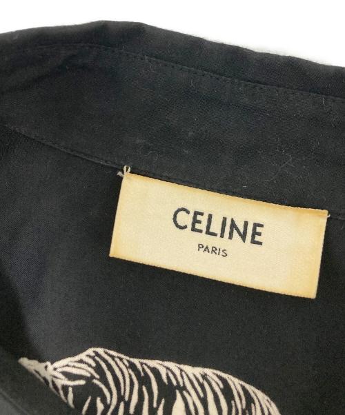 CELINE（セリーヌ）CELINE (セリーヌ) アニマル総柄レーヨン長袖シャツ ブラック サイズ:SIZE 39の古着・服飾アイテム