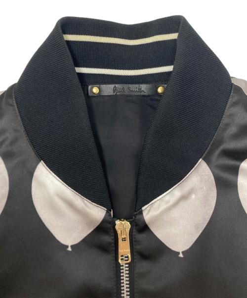 PAUL SMITH（ポールスミス）Paul Smith (ポールスミス) PRINT MA-1 BLOUSON ホワイト×ブラック サイズ:SIZE Lの古着・服飾アイテム