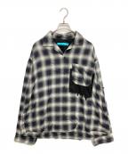 MUZEミューズ）の古着「RAYON OMBRE CHECK SHIRT」｜ブラック×ベージュ