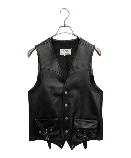 Maison Margiela（メゾンマルジェラ）Maison Margiela (メゾンマルジェラ) REPLICAレザーベスト ブラック サイズ:SIZE 44の古着・服飾アイテム