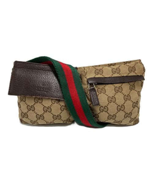 GUCCI（グッチ）GUCCI (グッチ) GGキャンバス シェリーライン ウエストバッグ ブラウンの古着・服飾アイテム