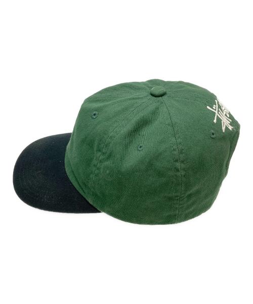 stussy（ステューシー）stussy (ステューシー) 刺繍ロゴキャップ ブラック×グリーン サイズ:FREEの古着・服飾アイテム