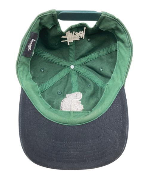 stussy（ステューシー）stussy (ステューシー) 刺繍ロゴキャップ ブラック×グリーン サイズ:FREEの古着・服飾アイテム