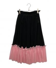 NON TOKYO（ノントーキョー）の古着「チュールギャザースカート」｜ブラック×ピンク