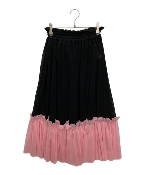 NON TOKYO（ノントーキョー）NON TOKYO (ノントーキョー) チュールギャザースカート ブラック×ピンク サイズ:SIZE Freeの古着・服飾アイテム