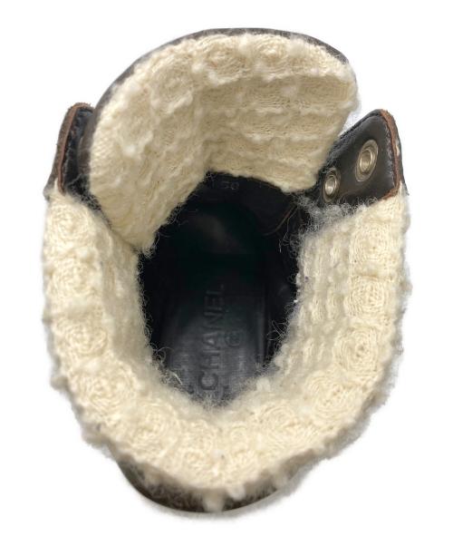 CHANEL（シャネル）CHANEL (シャネル) ツイード編み上げショートブーツ ブラウン サイズ:SIZE EU37の古着・服飾アイテム