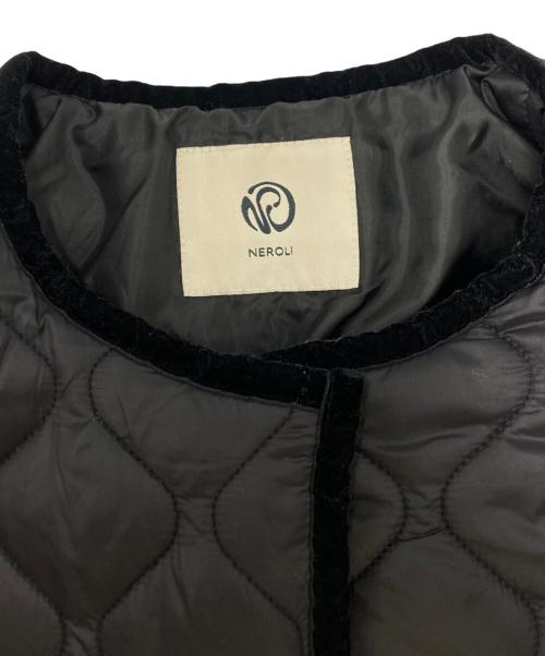 NEROLI（ネロリ）NEROLI (ネロリ) ノーカラーキルティングロングコート ブラック サイズ:SIZE FREEの古着・服飾アイテム