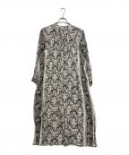 ne quittez pasヌキテパ）の古着「COTTON DOBBY STRIPE ETHNIC PRINT DRESS」｜グレー