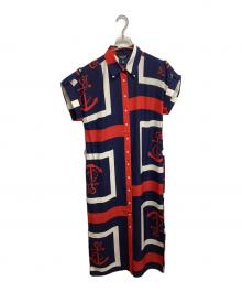 LAUREN RALPH LAUREN（ローレンラルフローレン）の古着「アンカープリントシャツワンピース」｜トリコロールカラー