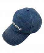 MIU MIUミュウミュウ）の古着「デニムロゴ刺繍 ベースボールキャップ」｜インディゴ