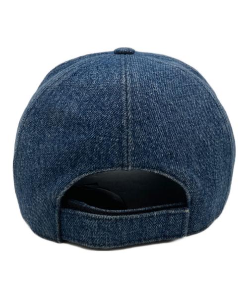 MIU MIU（ミュウミュウ）MIU MIU (ミュウミュウ) デニムロゴ刺繍 ベースボールキャップ インディゴの古着・服飾アイテム