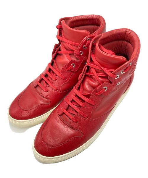 BALENCIAGA（バレンシアガ）BALENCIAGA (バレンシアガ) レザーハイカットスニーカー レッド サイズ:SIZE 43の古着・服飾アイテム