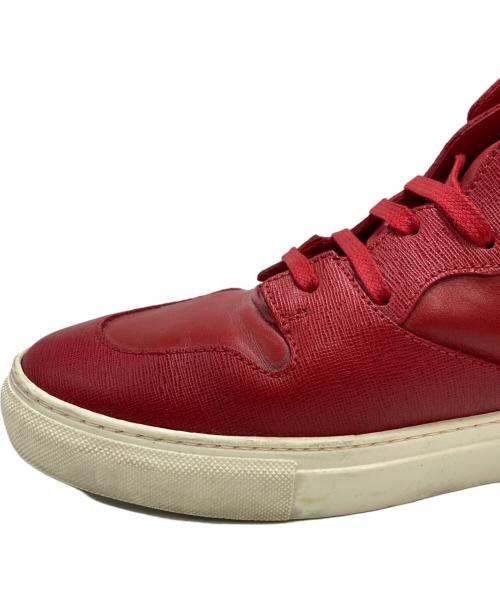 BALENCIAGA（バレンシアガ）BALENCIAGA (バレンシアガ) レザーハイカットスニーカー レッド サイズ:SIZE 43の古着・服飾アイテム