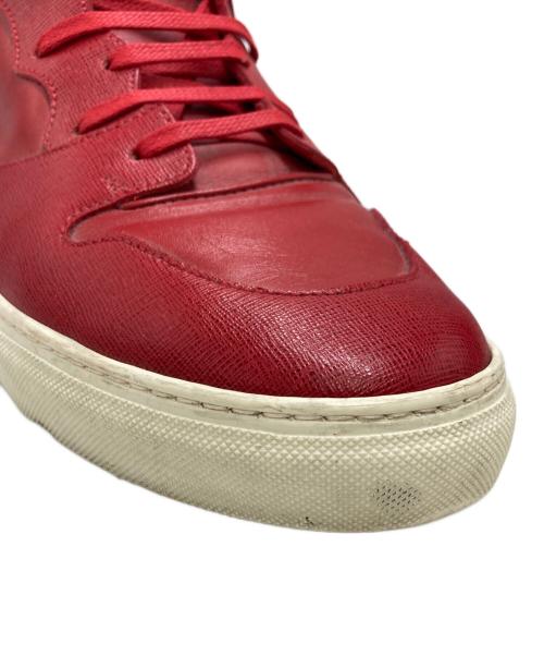 BALENCIAGA（バレンシアガ）BALENCIAGA (バレンシアガ) レザーハイカットスニーカー レッド サイズ:SIZE 43の古着・服飾アイテム