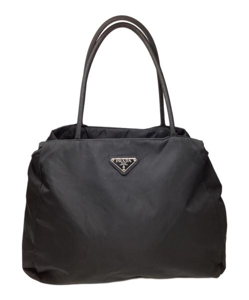 PRADA（プラダ）PRADA (プラダ) ロゴプレートハンドバッグ ブラックの古着・服飾アイテム