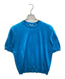cash&barba（キャッシュ アンド バルバ）の古着「シーアイランドコットン ニット 半袖クルー, Blue」｜ブルー
