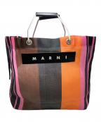 MARNIマルニ）の古着「MARKET STRIPE BAG/トートバッグ」｜ブラウン×オレンジ