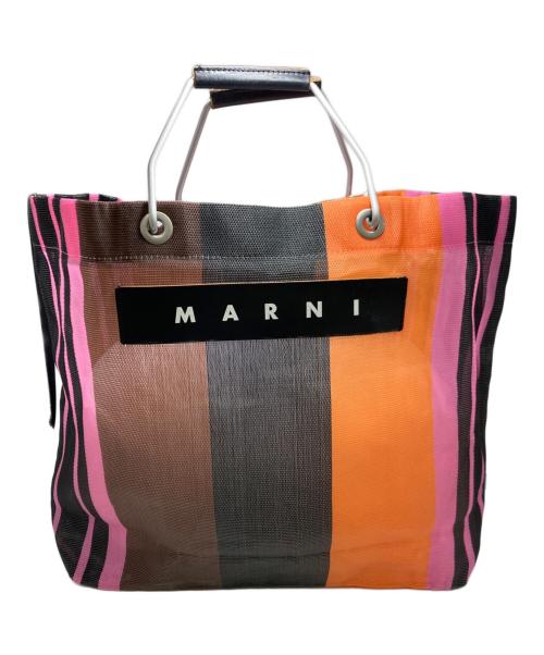 MARNI（マルニ）MARNI (マルニ) MARKET STRIPE BAG/トートバッグ ブラウン×オレンジ サイズ:実寸サイズをご参照下さい。の古着・服飾アイテム