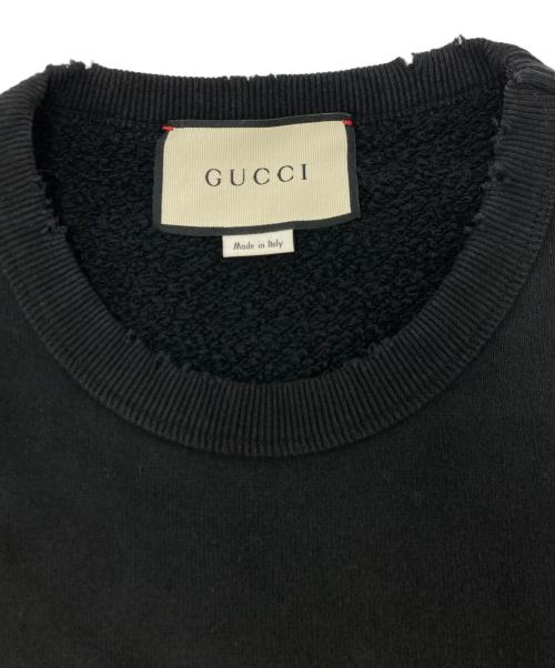 GUCCI（グッチ）GUCCI (グッチ) ダメージ加工プリントスウェット ブラック サイズ:SIZE Sの古着・服飾アイテム