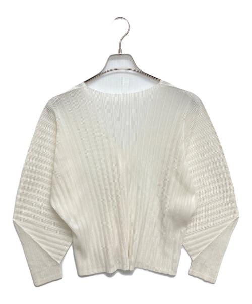 PLEATS PLEASE（プリーツプリーズ）PLEATS PLEASE (プリーツプリーズ) プリーツカーディガン ホワイト サイズ:SIZE 3の古着・服飾アイテム