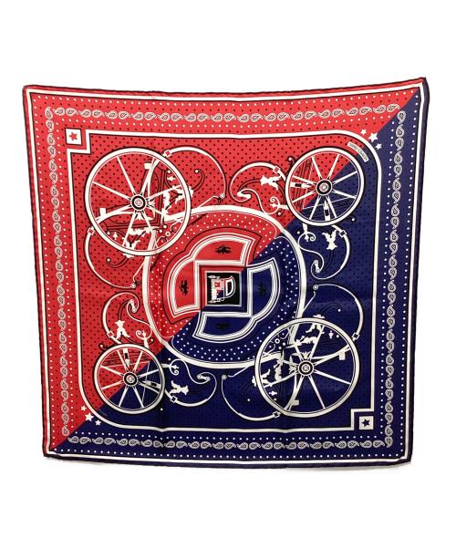 HERMES（エルメス）HERMES (エルメス) カレ55 レッド×ブルーの古着・服飾アイテム