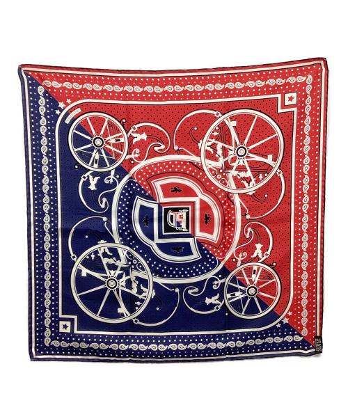 HERMES（エルメス）HERMES (エルメス) カレ55 レッド×ブルーの古着・服飾アイテム