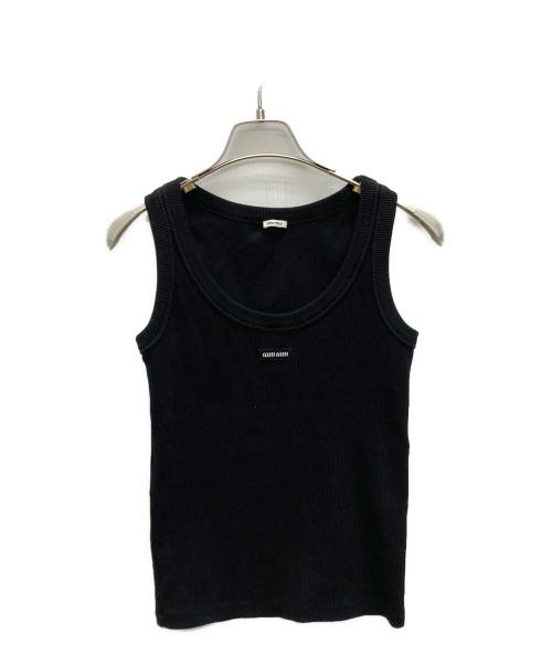 MIU MIU（ミュウミュウ）MIU MIU (ミュウミュウ) ガーメントダイ リブ編み ジャージー タンクトップ ブラック サイズ:Sの古着・服飾アイテム