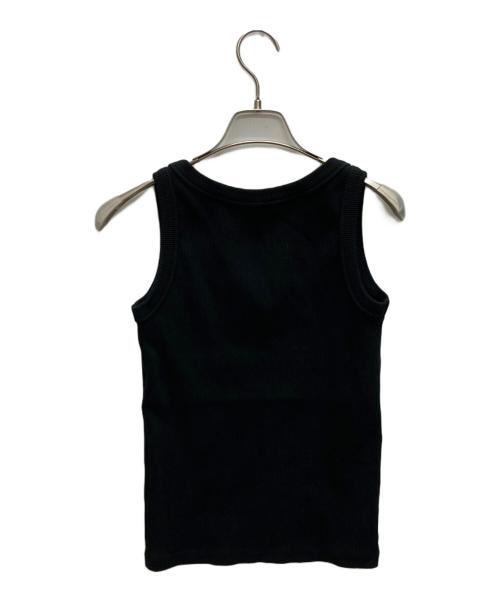 MIU MIU（ミュウミュウ）MIU MIU (ミュウミュウ) ガーメントダイ リブ編み ジャージー タンクトップ ブラック サイズ:Sの古着・服飾アイテム