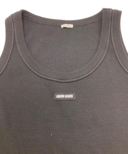 MIU MIU（ミュウミュウ）MIU MIU (ミュウミュウ) ガーメントダイ リブ編み ジャージー タンクトップ ブラック サイズ:Sの古着・服飾アイテム