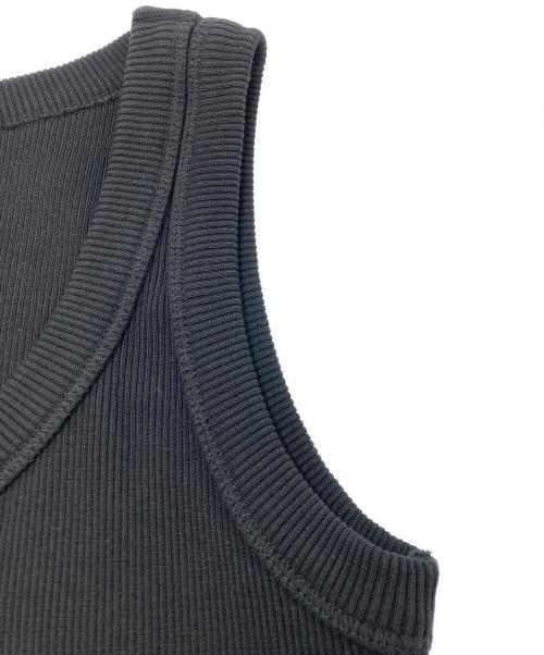 MIU MIU（ミュウミュウ）MIU MIU (ミュウミュウ) ガーメントダイ リブ編み ジャージー タンクトップ ブラック サイズ:Sの古着・服飾アイテム