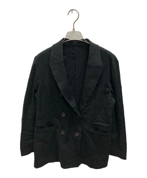 NOLLEY'S（ノーリーズ）NOLLEY'S (ノーリース) リネンヘリンボンダブルジャケット ブラック サイズ:SIZE 36の古着・服飾アイテム