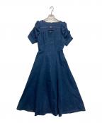 Rose Museロゼミューズ）の古着「denim puff sleeves dress」｜インディゴ