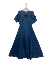Rose Muse（ロゼミューズ）の古着「denim puff sleeves dress」｜インディゴ