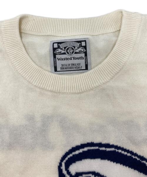 WASTED YOUTH（ウェイステッドユース）Wasted Youth (ウエステッド ユース) BUDWEISER KNIT アイボリー サイズ:SIZE XLの古着・服飾アイテム