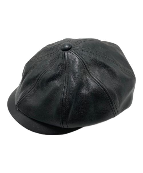 CALEE（キャリー）CALEE (キャリー) レザー キャスケット ブラック サイズ:Mの古着・服飾アイテム