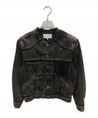 Maison Margielaメゾンマルジェラ）の古着「ノーカラー ペイント デニム ジャケット」｜ブラック