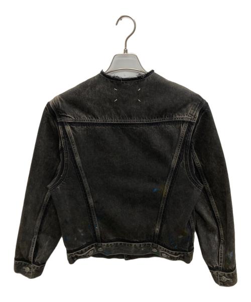Maison Margiela（メゾンマルジェラ）Maison Margiela (メゾンマルジェラ) ノーカラー ペイント デニム ジャケット ブラック サイズ:SIZE　44の古着・服飾アイテム