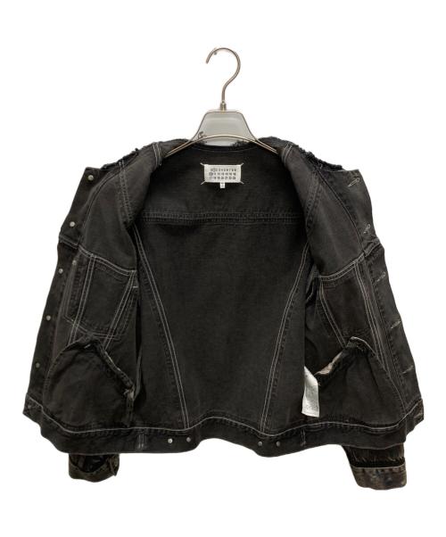 Maison Margiela（メゾンマルジェラ）Maison Margiela (メゾンマルジェラ) ノーカラー ペイント デニム ジャケット ブラック サイズ:SIZE　44の古着・服飾アイテム