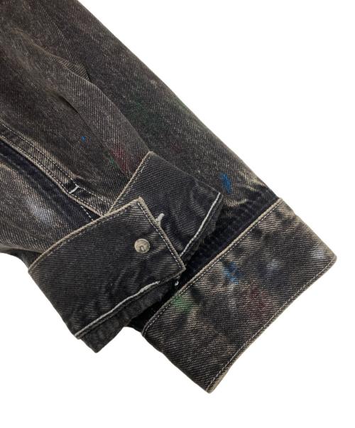 Maison Margiela（メゾンマルジェラ）Maison Margiela (メゾンマルジェラ) ノーカラー ペイント デニム ジャケット ブラック サイズ:SIZE　44の古着・服飾アイテム
