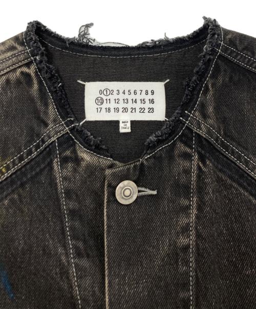 Maison Margiela（メゾンマルジェラ）Maison Margiela (メゾンマルジェラ) ノーカラー ペイント デニム ジャケット ブラック サイズ:SIZE　44の古着・服飾アイテム