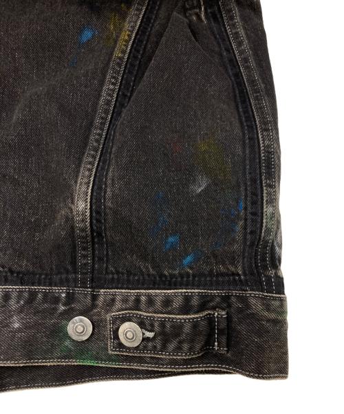 Maison Margiela（メゾンマルジェラ）Maison Margiela (メゾンマルジェラ) ノーカラー ペイント デニム ジャケット ブラック サイズ:SIZE　44の古着・服飾アイテム