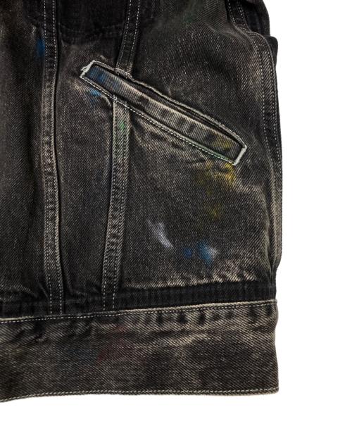 Maison Margiela（メゾンマルジェラ）Maison Margiela (メゾンマルジェラ) ノーカラー ペイント デニム ジャケット ブラック サイズ:SIZE　44の古着・服飾アイテム